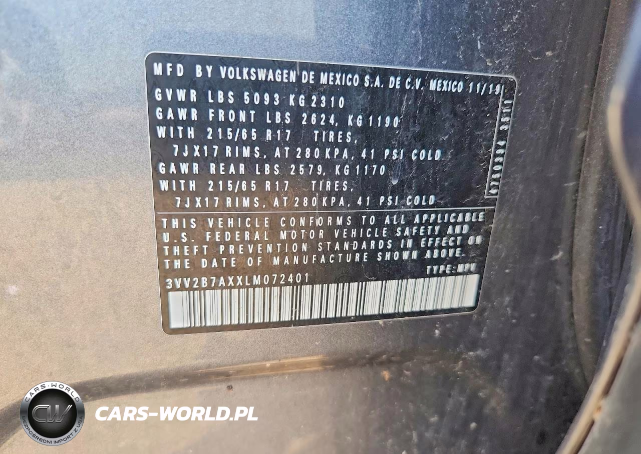 2020 Volkswagen Tiguan Se VIN:3VV2B7AXXLM072401 - 12
