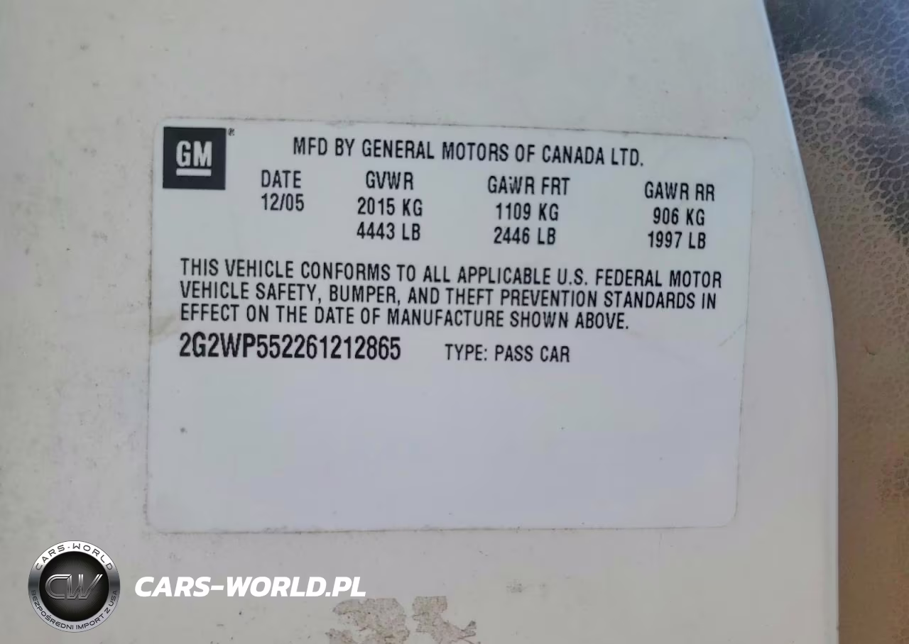 2006 Pontiac Grand Prix VIN:2G2WP552261212865 - 12