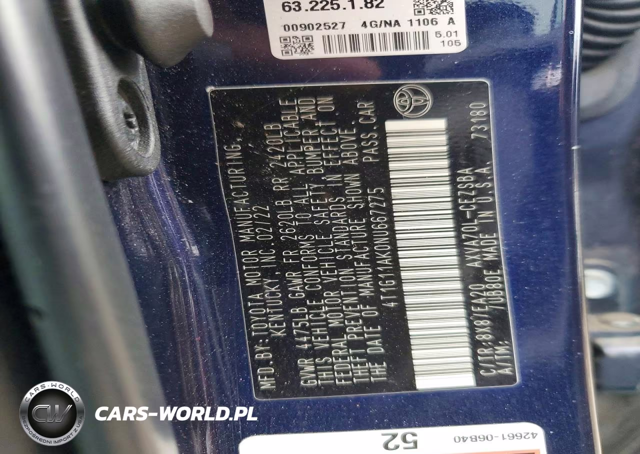 2022 Toyota Camry Se VIN:4T1G11AK0NU667275 - 12