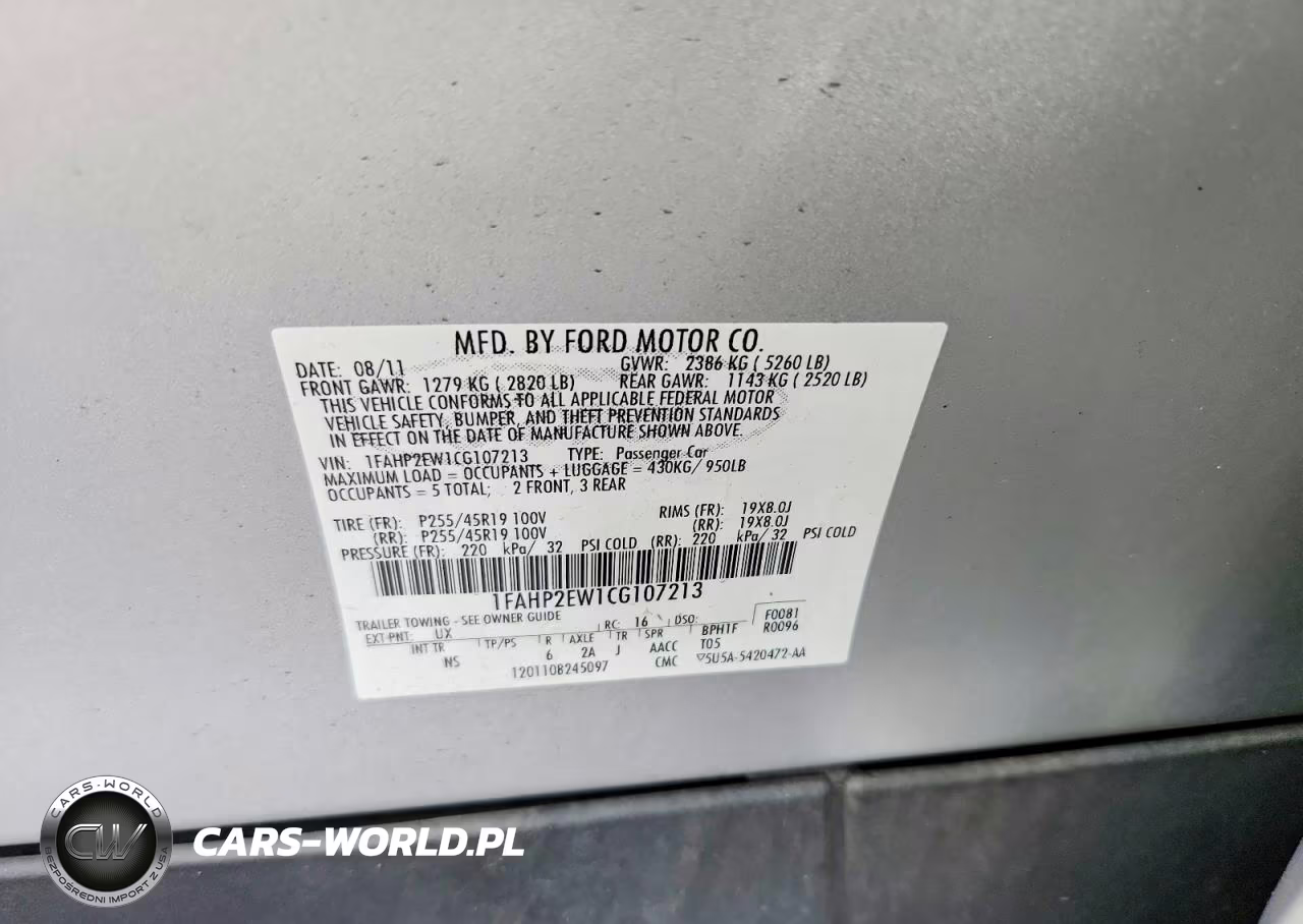 2012 Ford Taurus Sel VIN:1FAHP2EW1CG107213 - 12