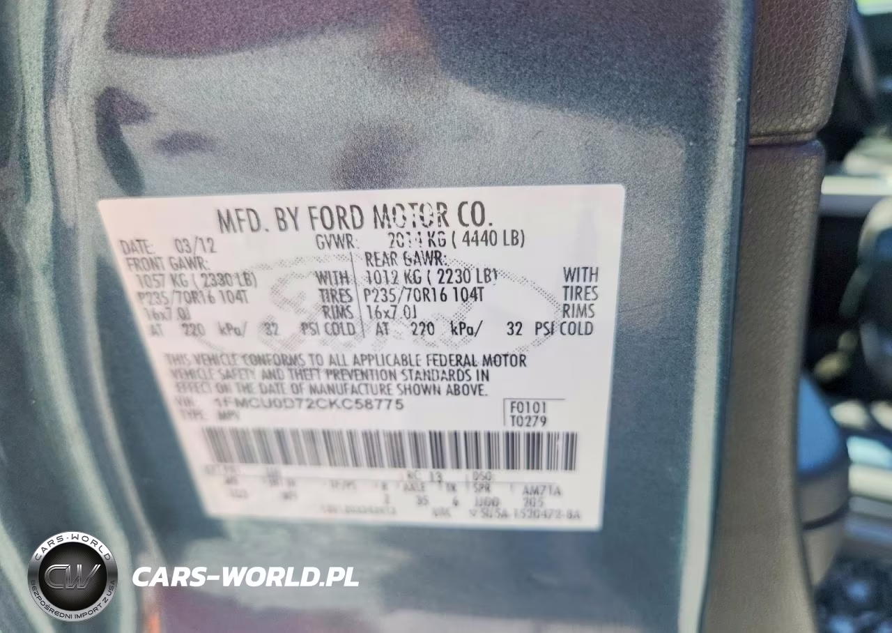 2012 Ford Escape Xlt VIN:1FMCU0D72CKC58775 - 13