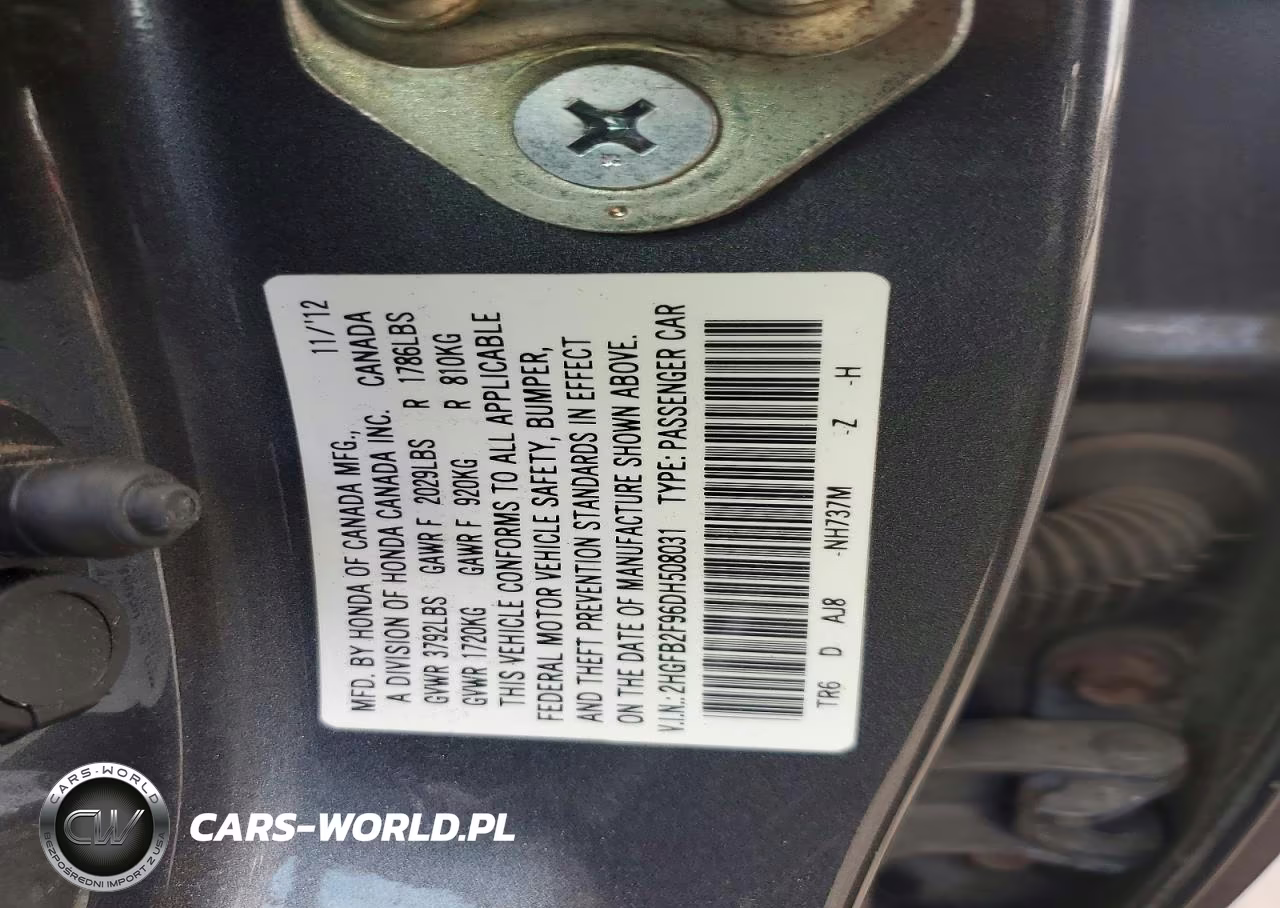 2013 Honda Civic Exl VIN:2HGFB2F96DH508031 - 12
