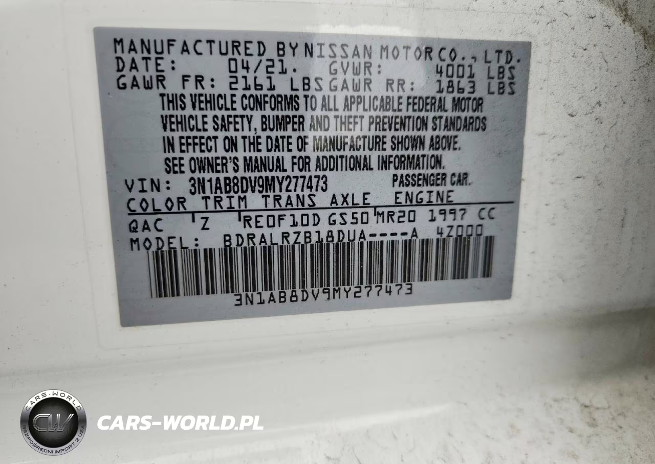 2021 Nissan Sentra Sr VIN:3N1AB8DV9MY277473 - 13