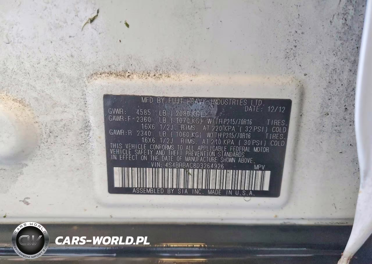2013 Subaru Outback 2.5I VIN:4S4BRBAC8D3264926 - 13