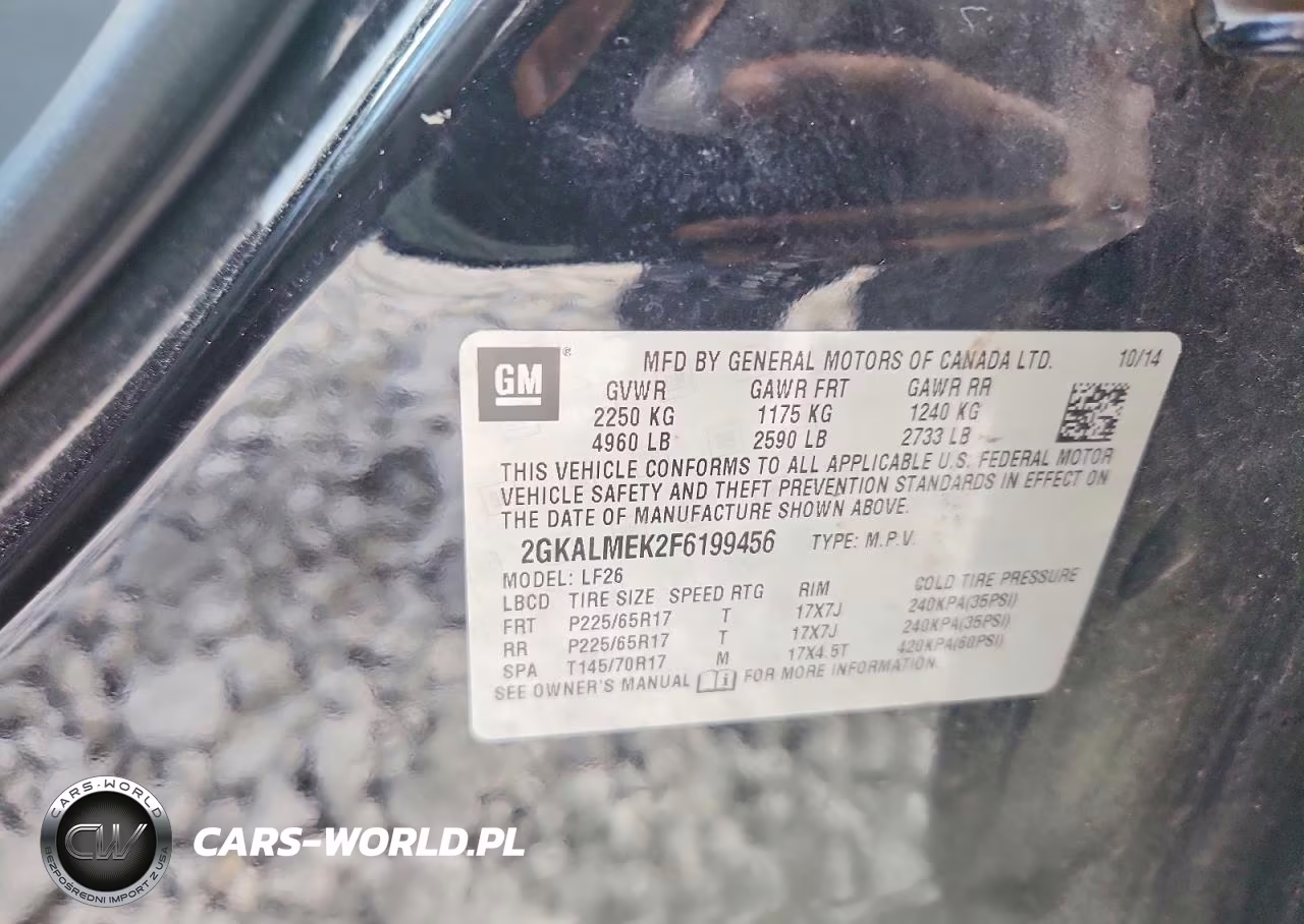 2015 GMC Terrain Sle VIN:2GKALMEK2F6199456 - 13