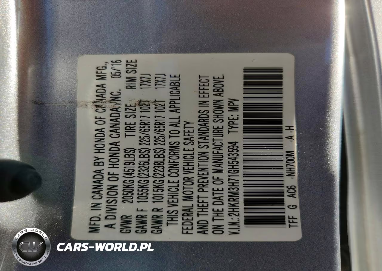 2016 Honda Cr-V Exl VIN:2HKRM3H71GH543594 - 13
