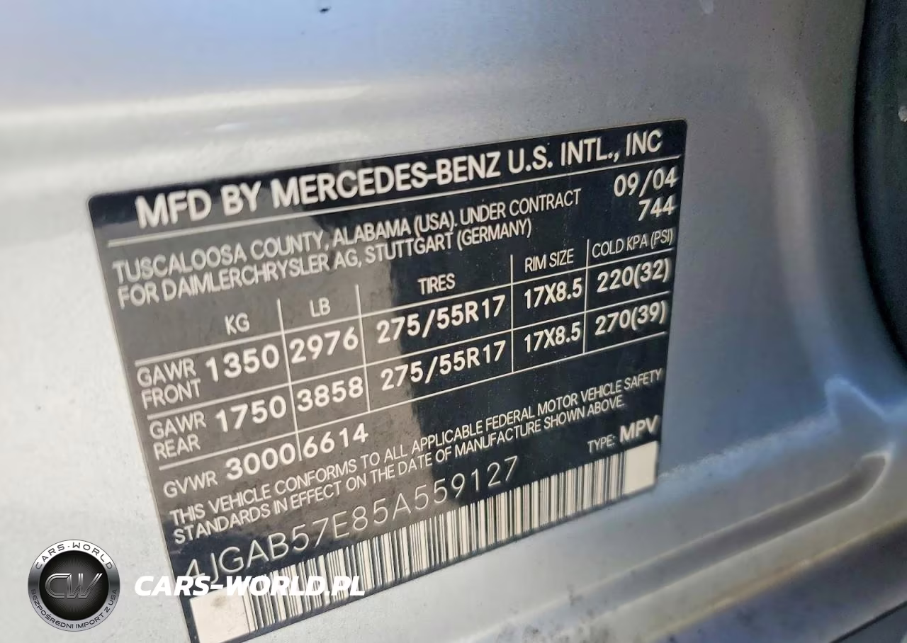 2005 Mercedes-Benz Ml 350 VIN:4JGAB57E85A559127 - 13