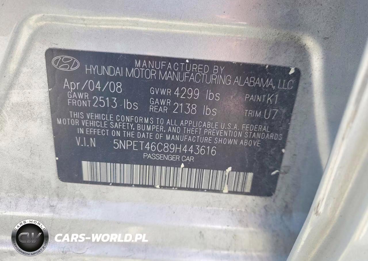 2009 Hyundai Sonata Gls VIN:5NPET46C89H443616 - 12