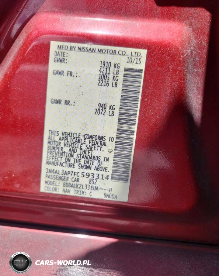2015 Nissan Altima 2.5 Sv VIN:1N4AL3AP7FC593314 - 12