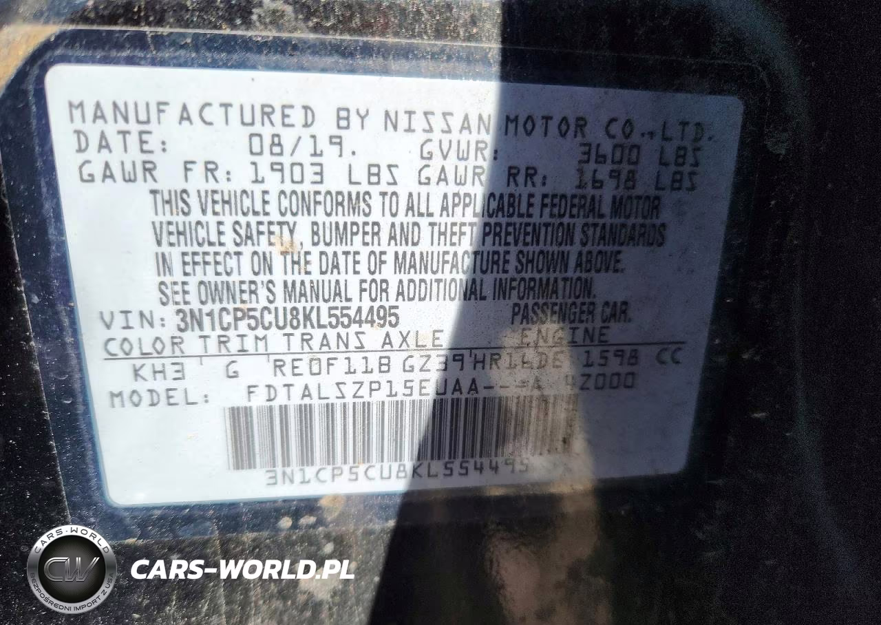 2019 Nissan Kicks Sv VIN:3N1CP5CU8KL554495 - 12