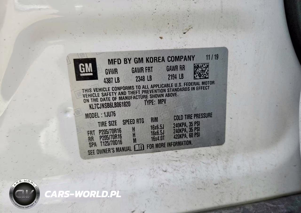 2020 Chevrolet Trax Ls VIN:KL7CJNSB6LB061820 - 12