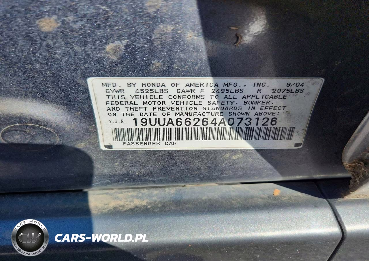 2004 Acura Tl VIN:19UUA66264A073126 - 12