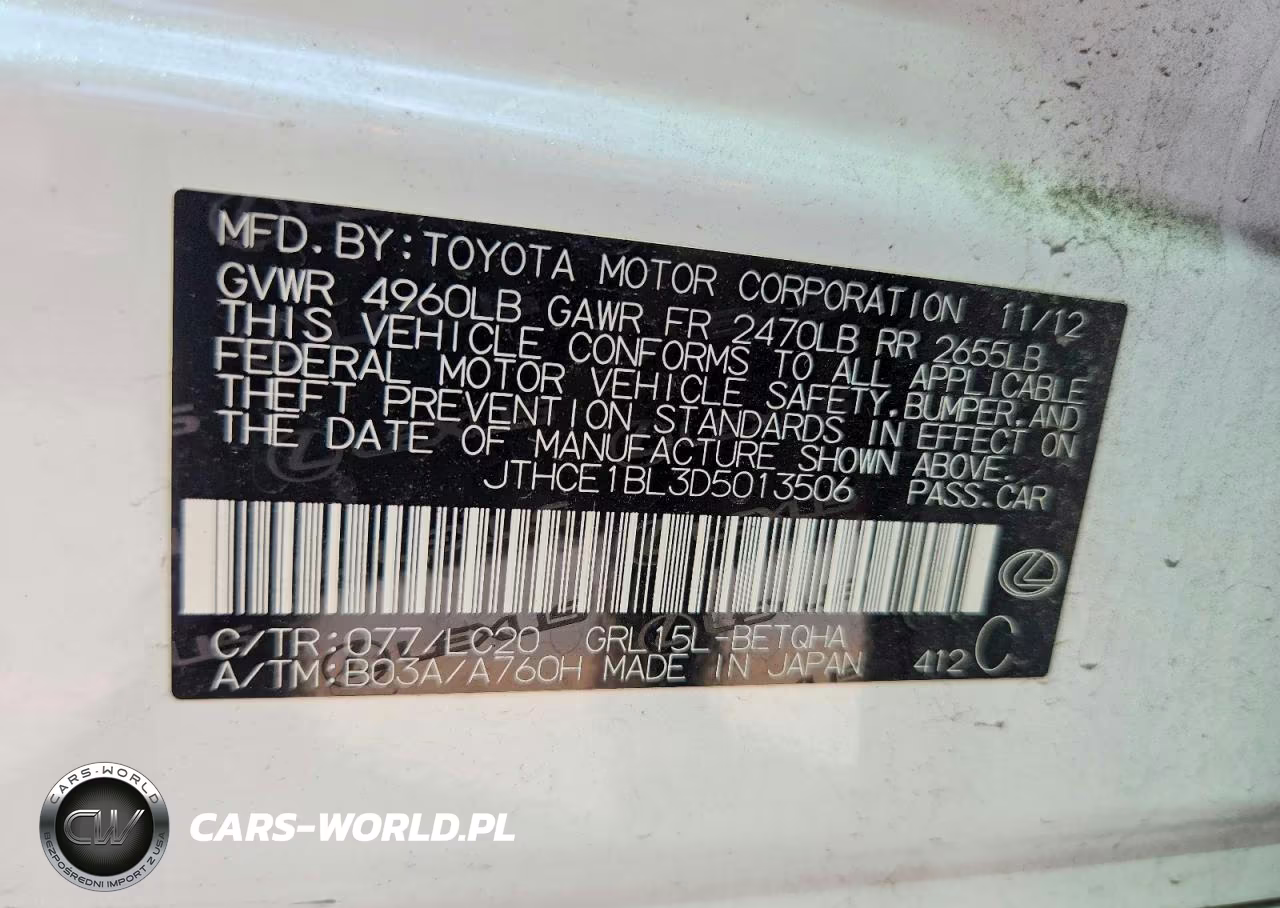 2013 Lexus Gs 350 VIN:JTHCE1BL3D5013506 - 12