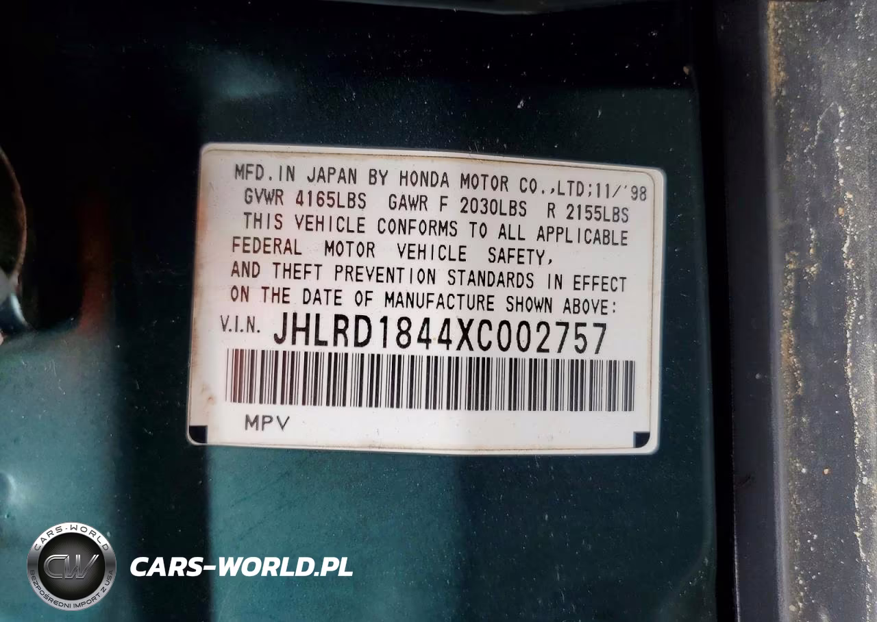 1999 Honda Cr-V Lx VIN:JHLRD1844XC002757 - 13