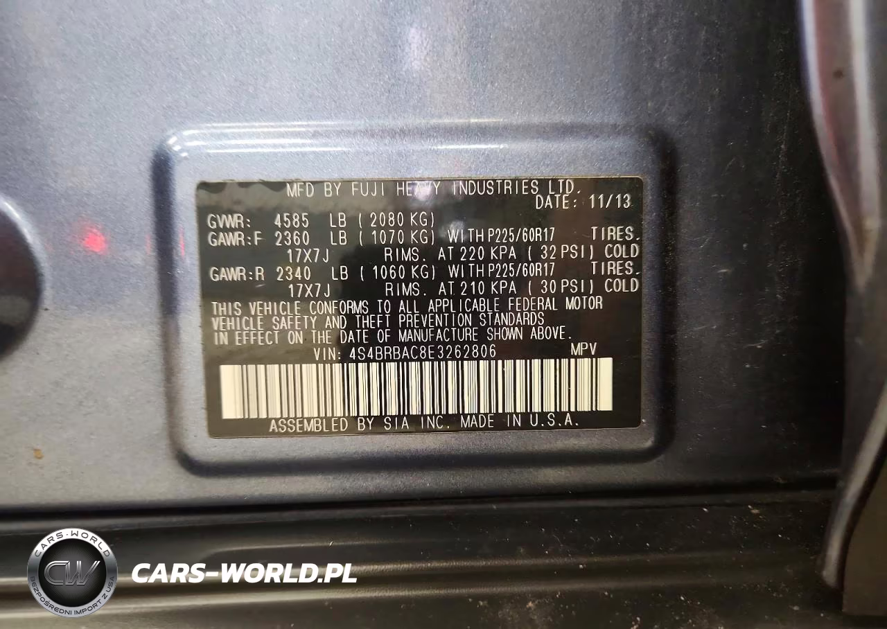 2014 Subaru Outback 2.5I VIN:4S4BRBAC8E3262806 - 13