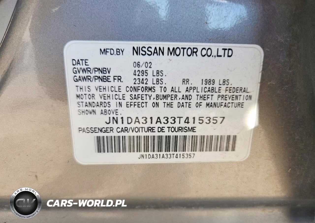 2003 Nissan Maxima Gxe VIN:JN1DA31A33T415357 - 12