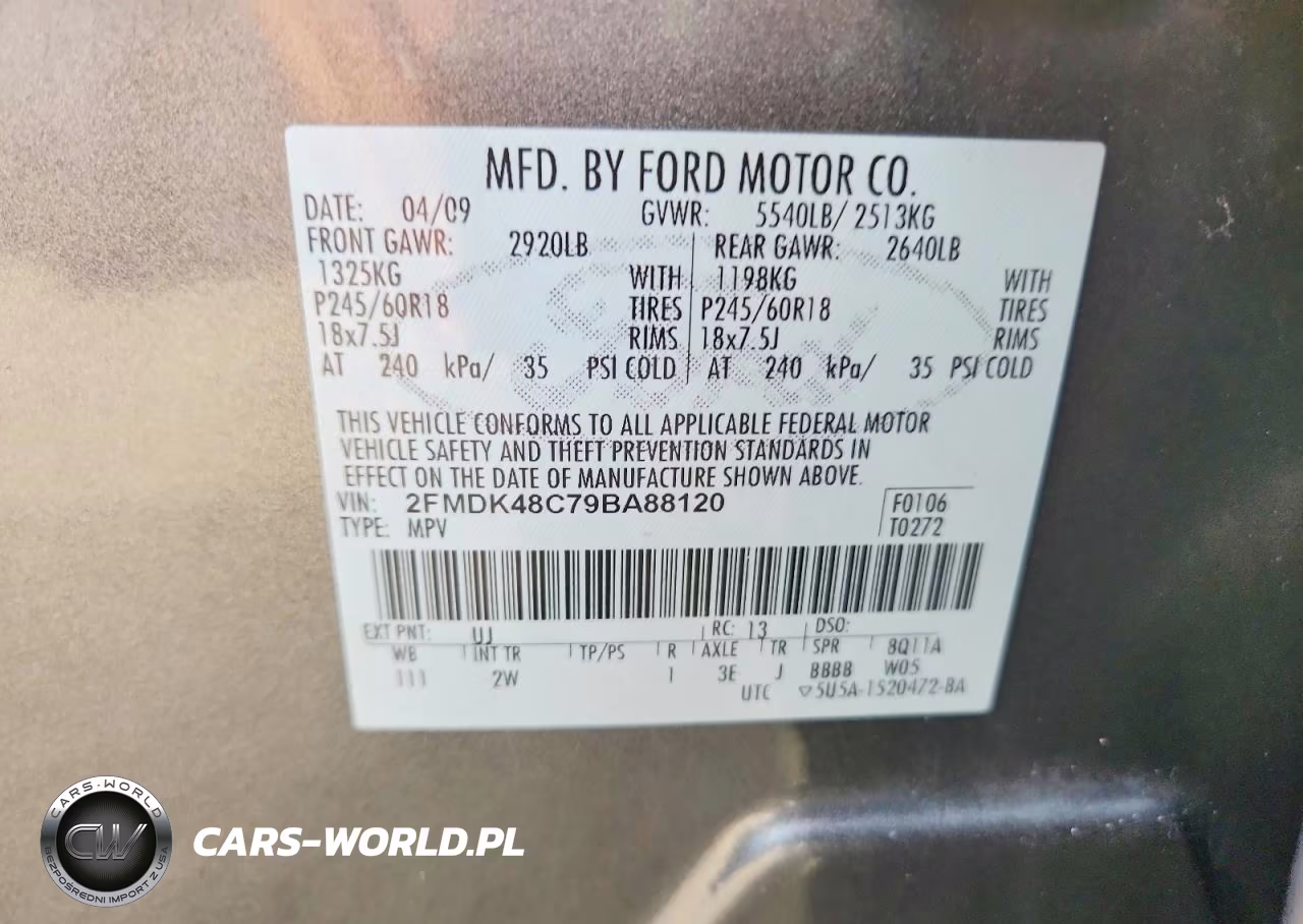 2009 Ford Edge Sel VIN:2FMDK48C79BA88120 - 13