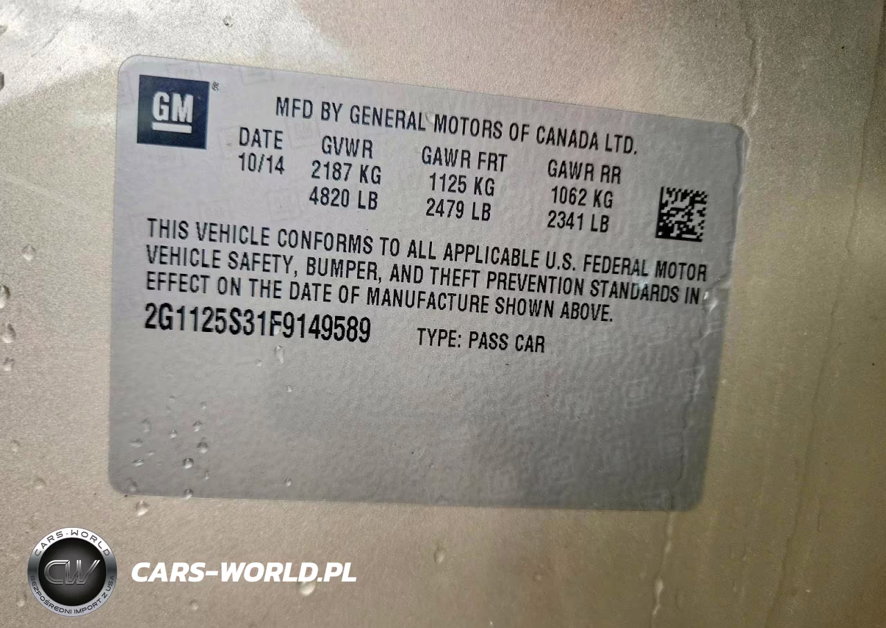 2015 Chevrolet Impala Lt VIN:2G1125S31F9149589 - 13