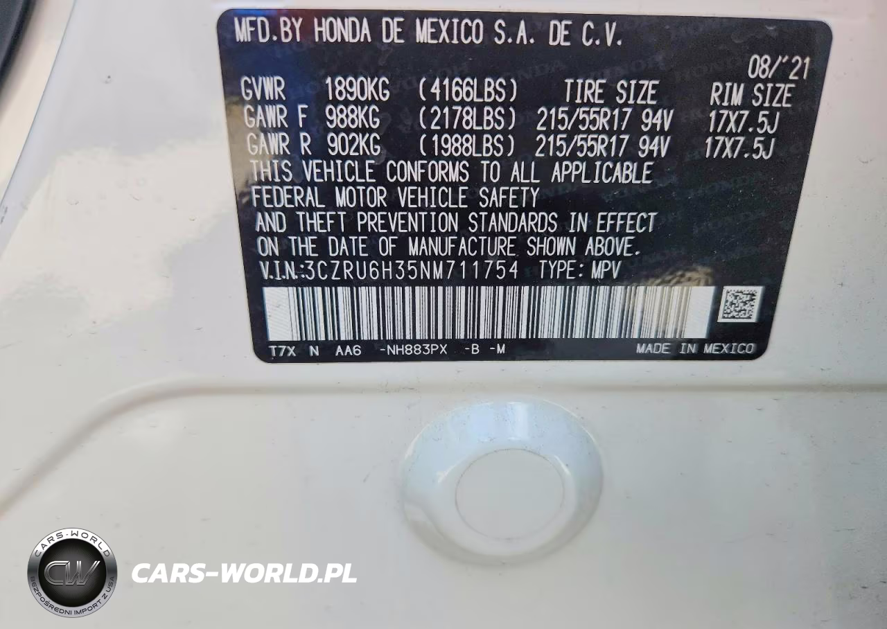 2022 Honda Hr-V Lx VIN:3CZRU6H35NM711754 - 14