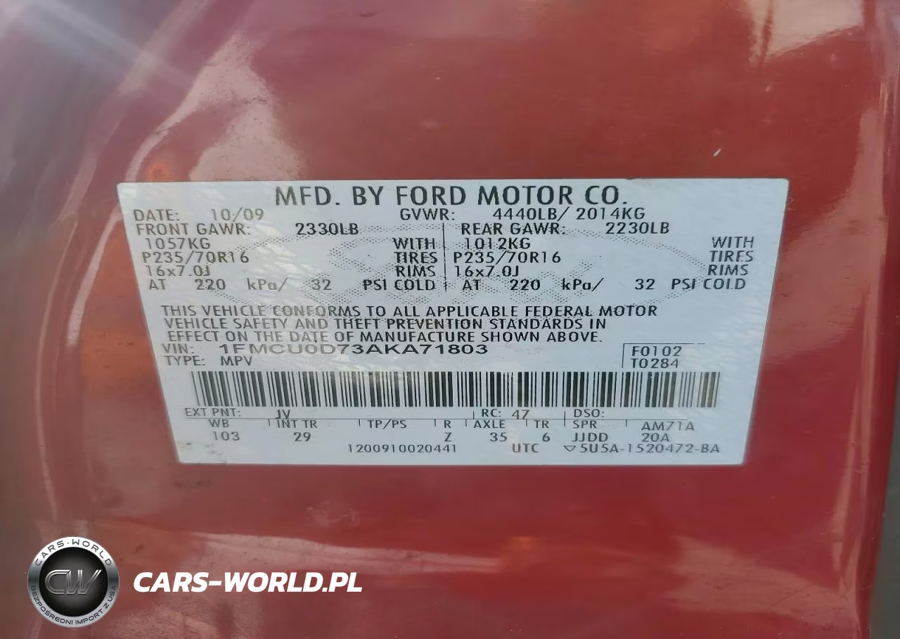 2010 Ford Escape Xlt VIN:1FMCU0D73AKA71803 - 13