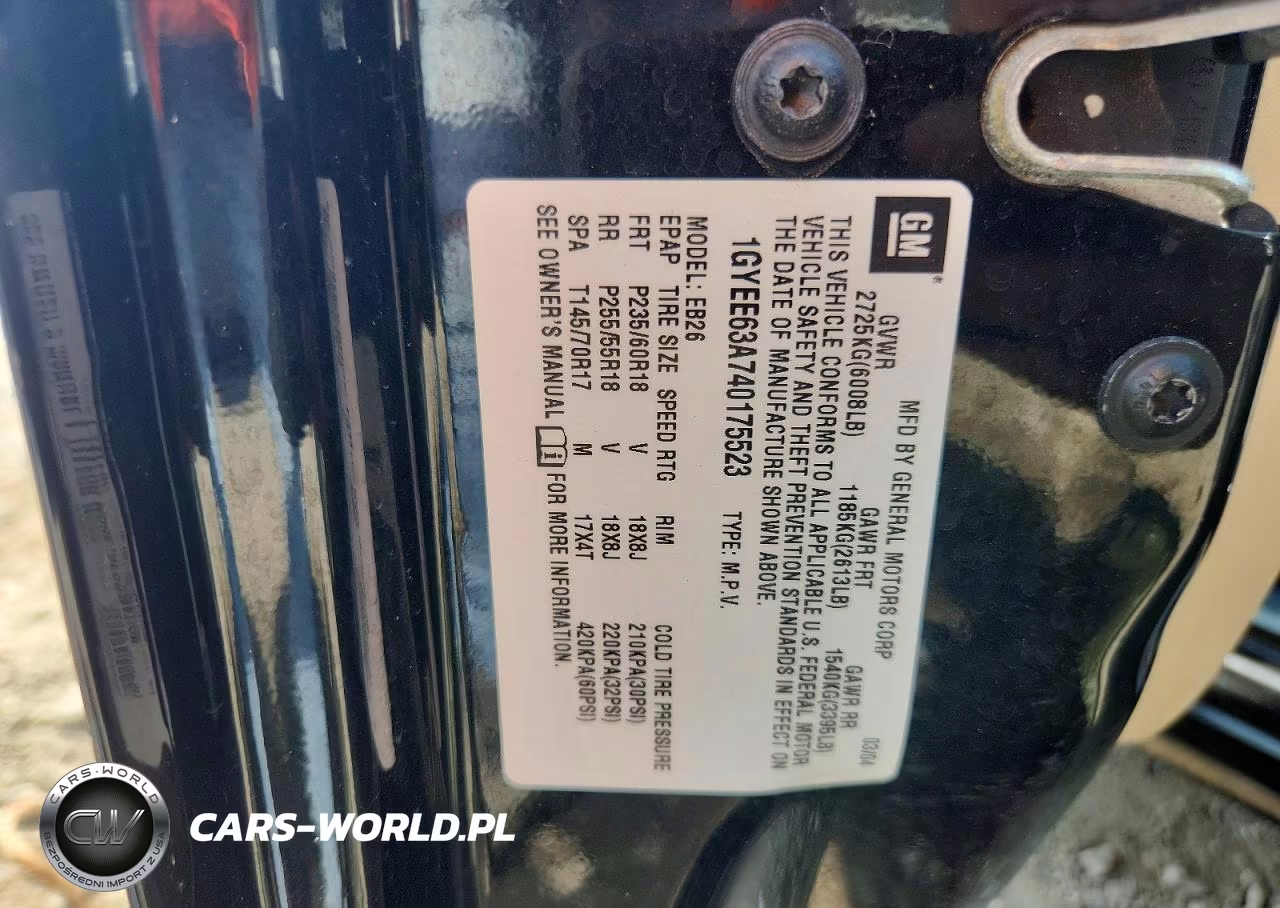 2004 Cadillac Srx VIN:1GYEE63A740175523 - 13