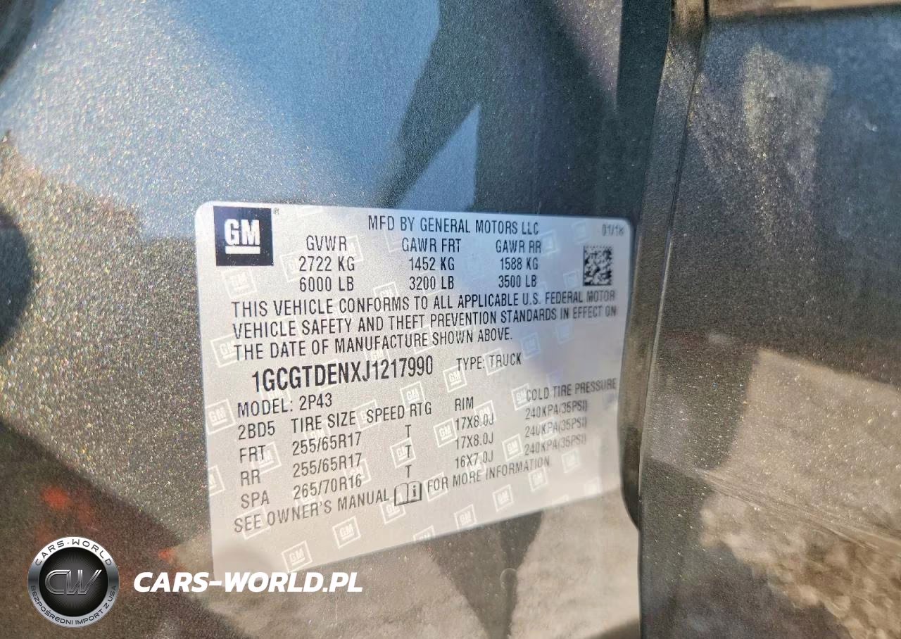 2018 Chevrolet Colorado Z71 VIN:1GCGTDENXJ1217990 - 13