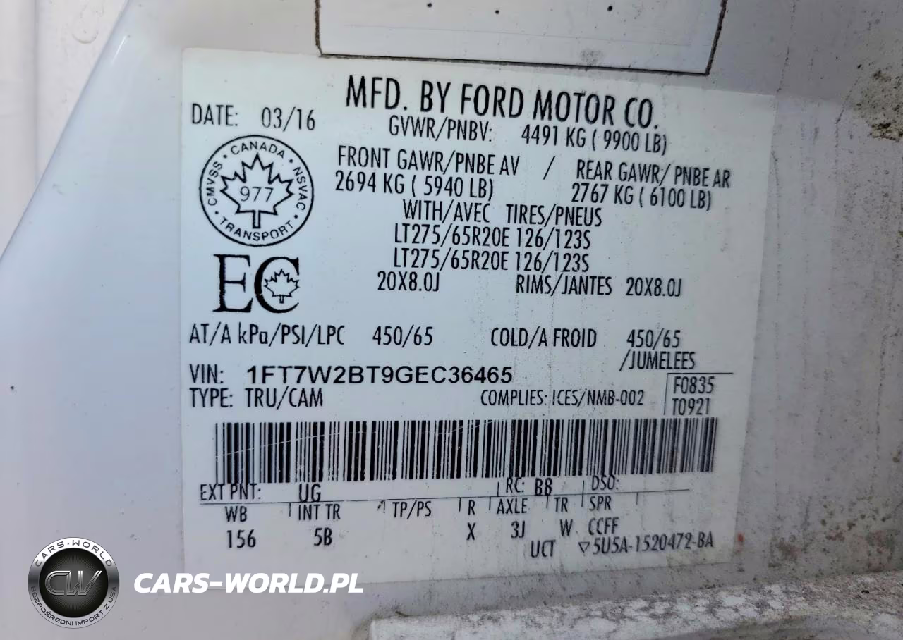 2016 Ford F250 Super Duty VIN:1FT7W2BT9GEC36465 - 12