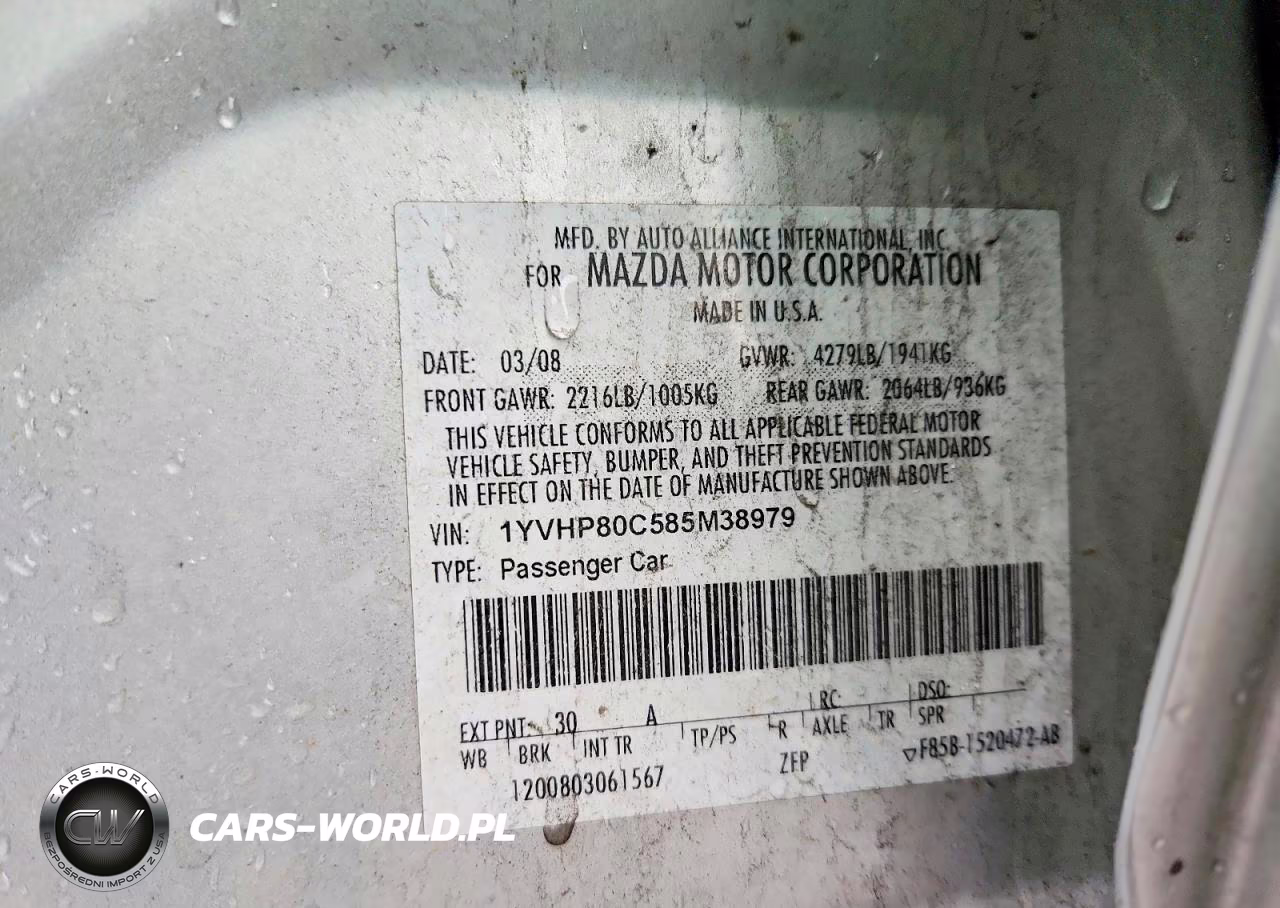 2008 Mazda 6 I VIN:1YVHP80C585M38979 - 13