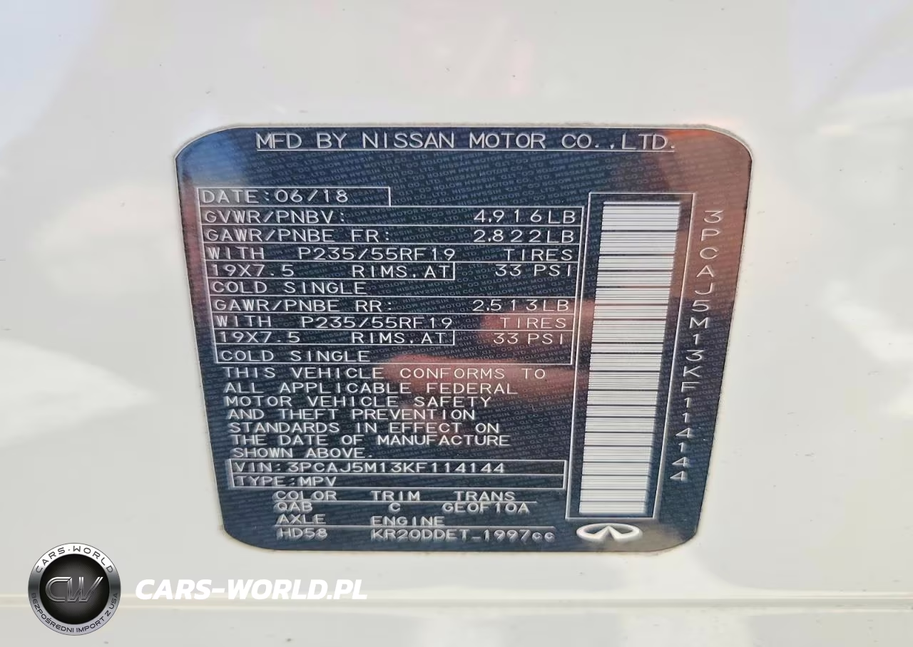 2019 Infiniti Qx50 Essential VIN:3PCAJ5M13KF114144 - 14