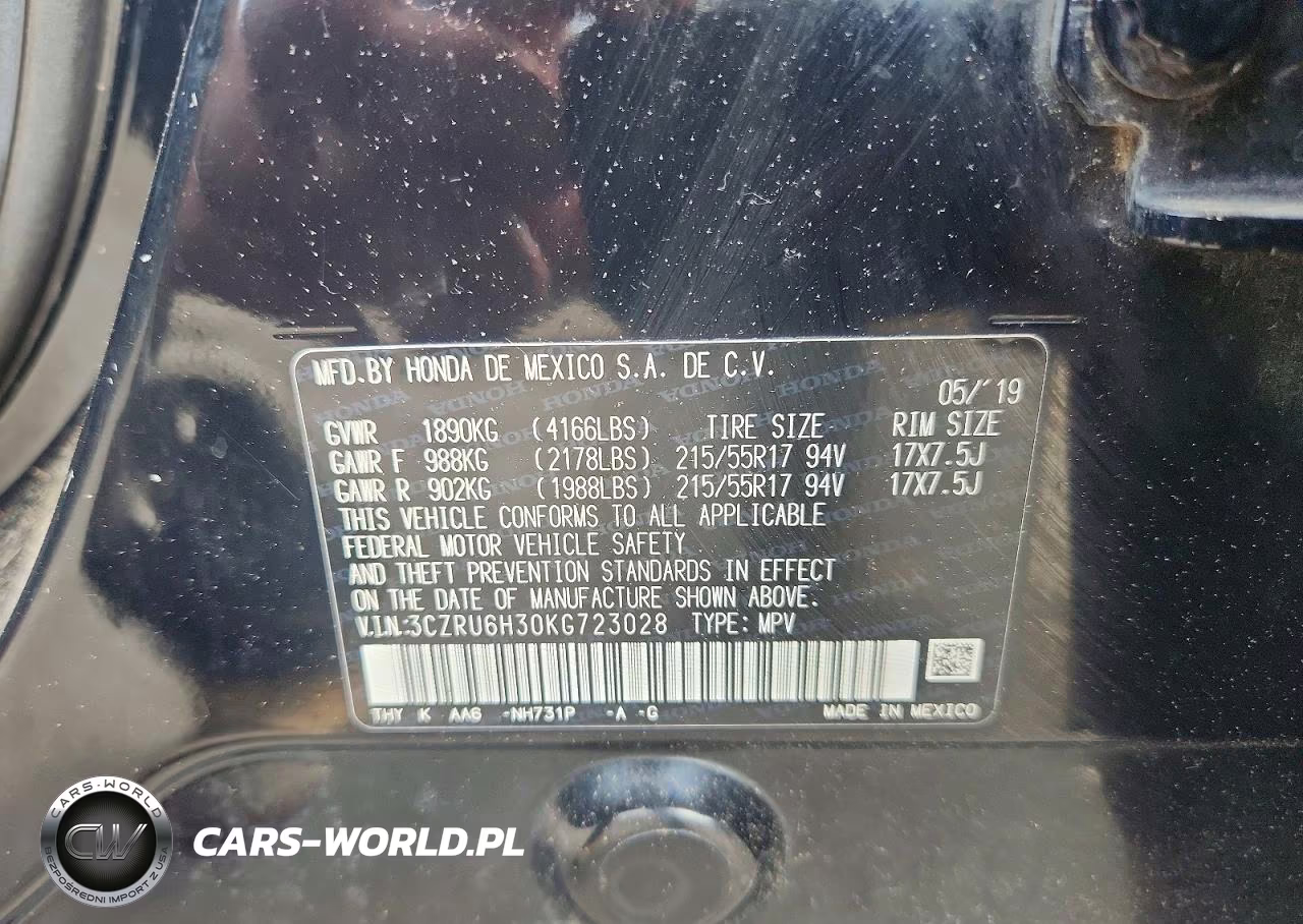 2019 Honda Hr-V Lx VIN:3CZRU6H30KG723028 - 13