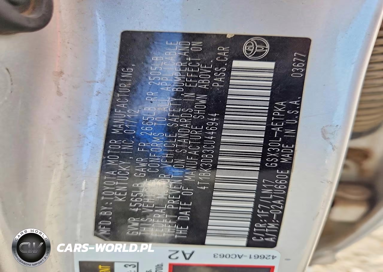 2012 Toyota Avalon Limited VIN:4T1BK3DB3CU446944 - 12