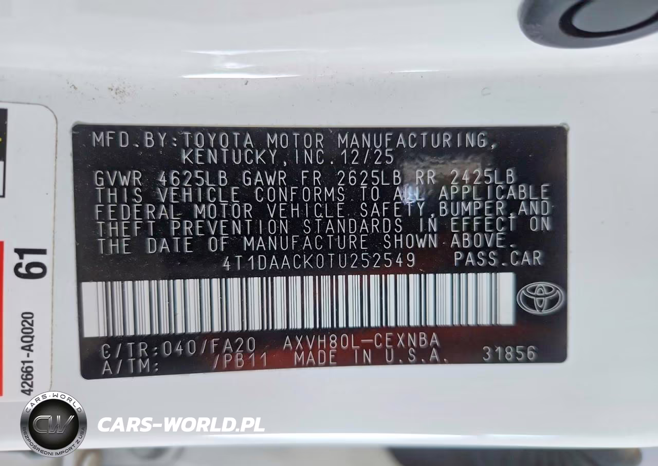 2026 Toyota Camry Le VIN:4T1DAACK0TU252549 - 13