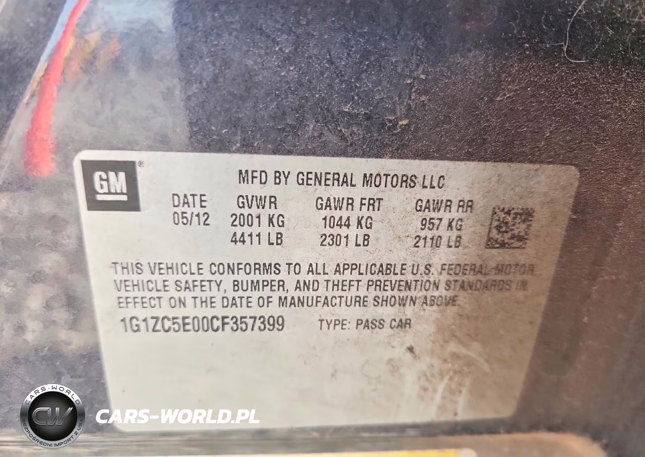 2012 Chevrolet Malibu 1Lt VIN:1G1ZC5E00CF357399 - 12