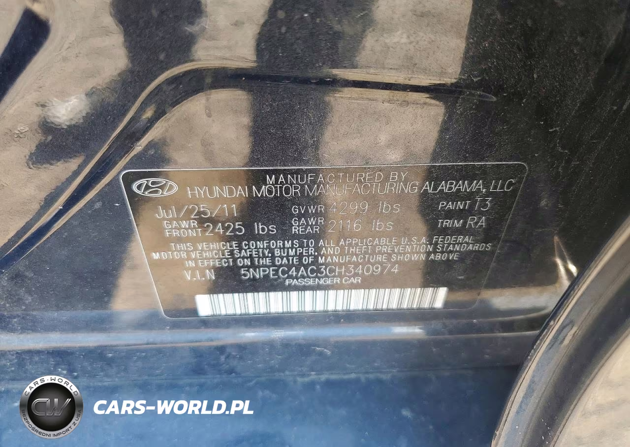 2012 Hyundai Sonata Limited VIN:5NPEC4AC3CH340974 - 12