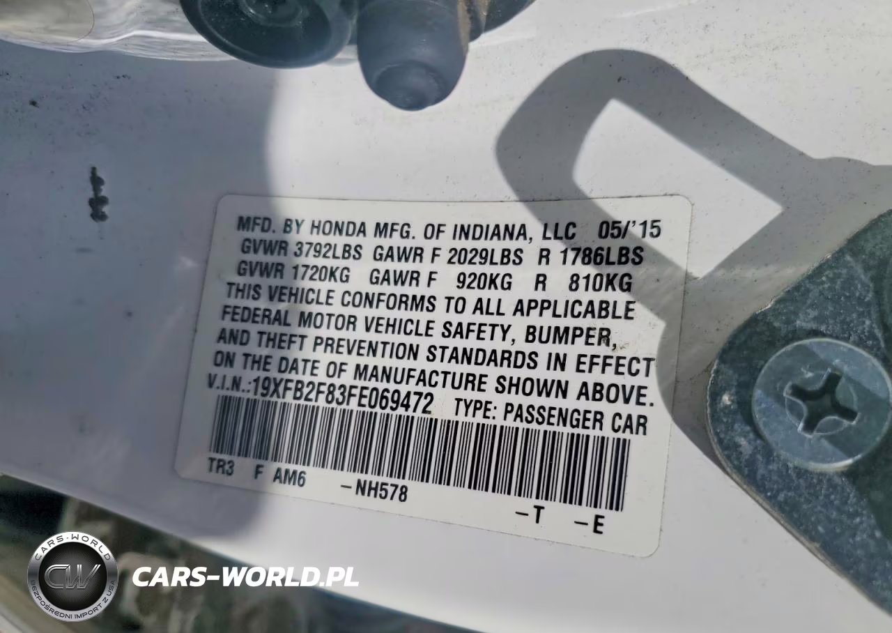 2015 Honda Civic Ex VIN:19XFB2F83FE069472 - 12