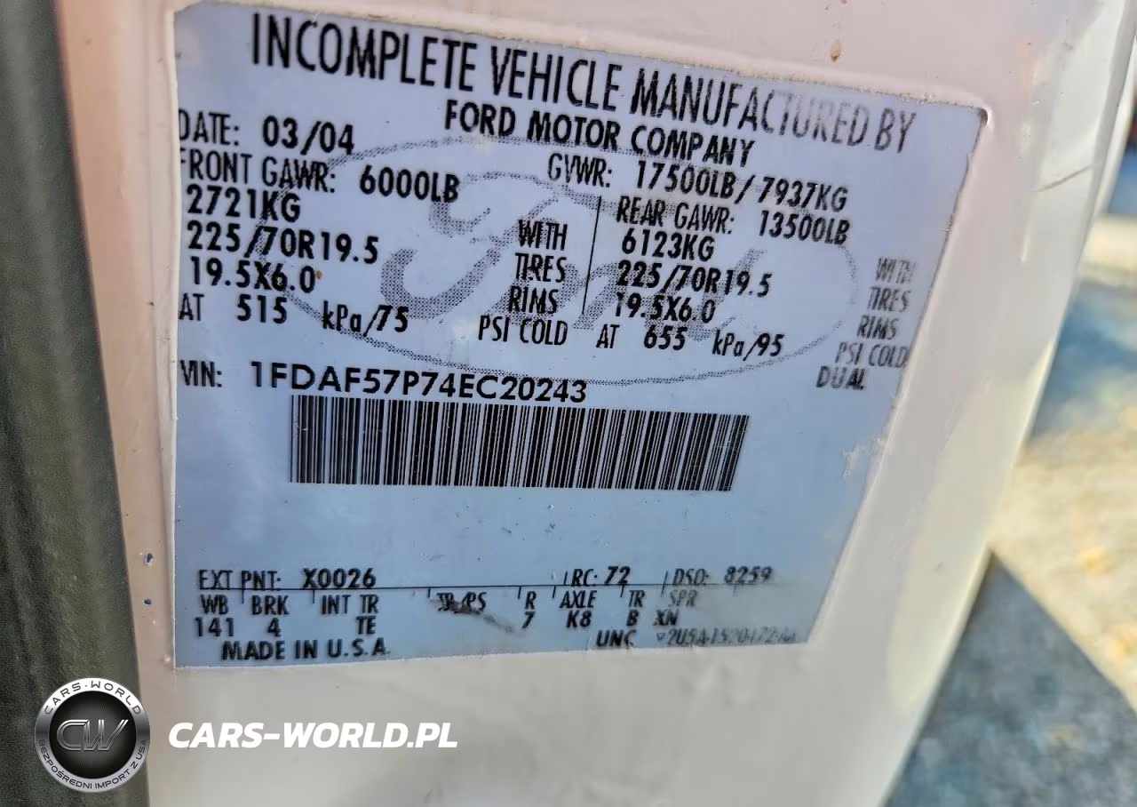 2004 Ford F550 Super Duty VIN:1FDAF57P74EC20243 - 12