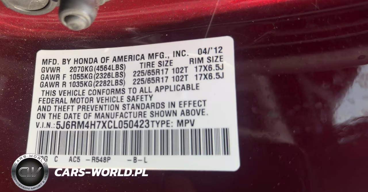 2012 Honda Cr-V Exl VIN:5J6RM4H7XCL050423 - 10