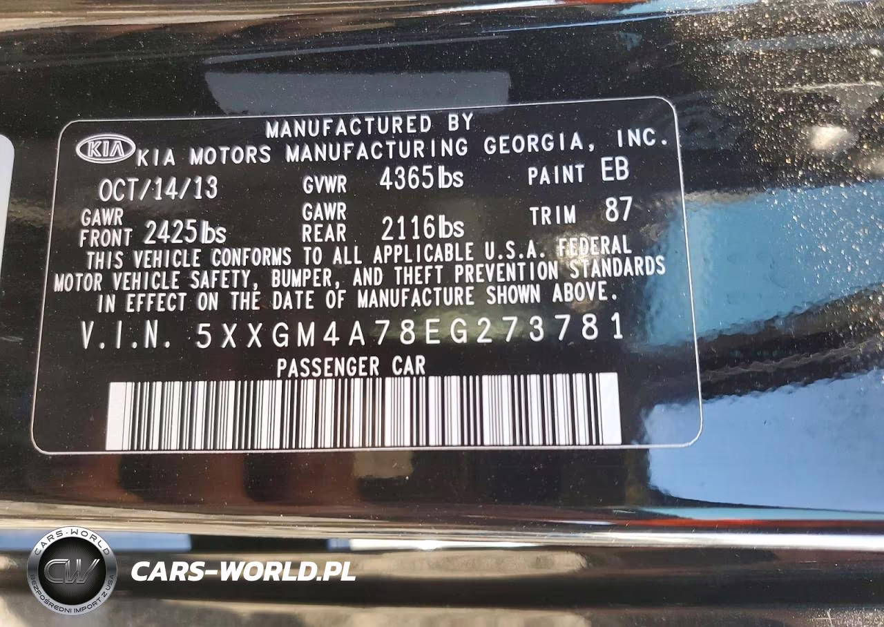 2014 Kia Optima Lx VIN:5XXGM4A78EG273781 - 12