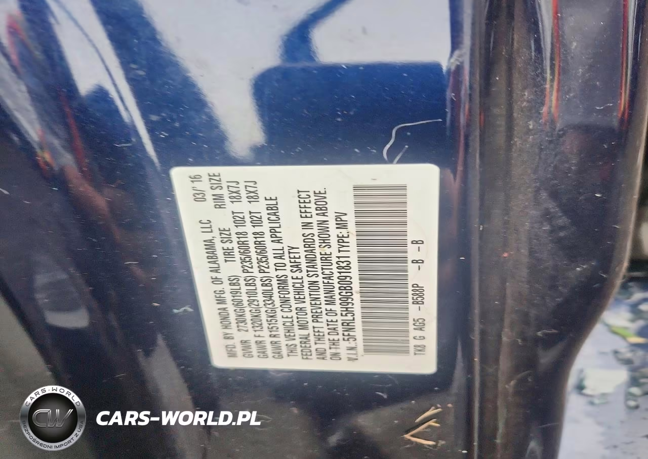 2016 Honda Odyssey Touring VIN:5FNRL5H99GB091831 - 13