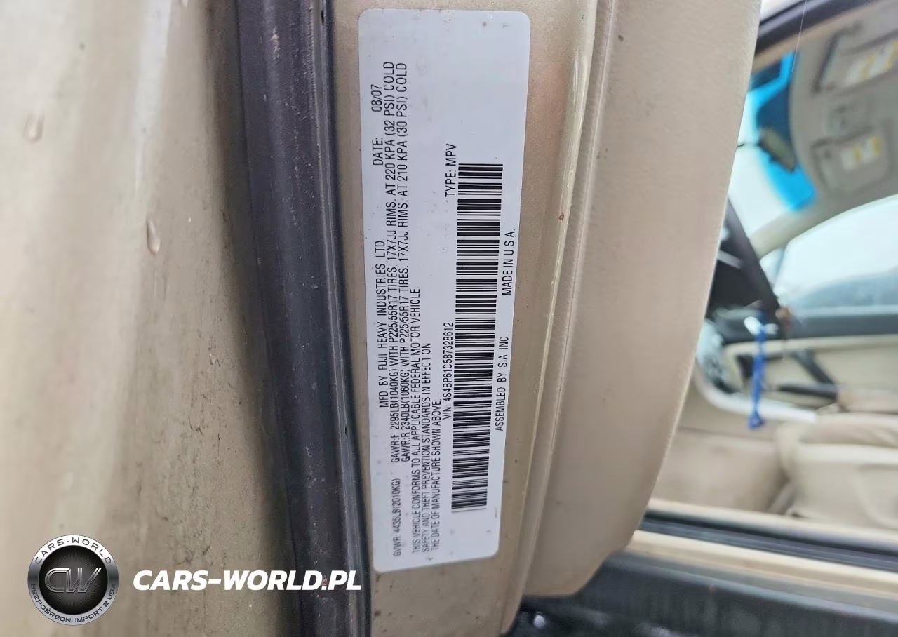 2008 Subaru Outback 2.5I VIN:4S4BP61C587328612 - 12