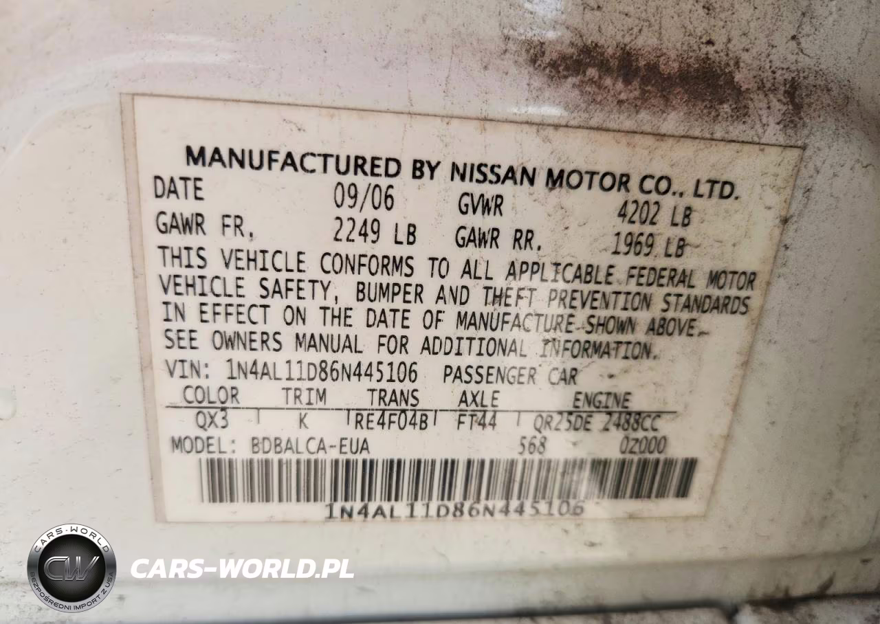 2006 Nissan Altima 2.5 VIN:1N4AL11D86N445106 - 12