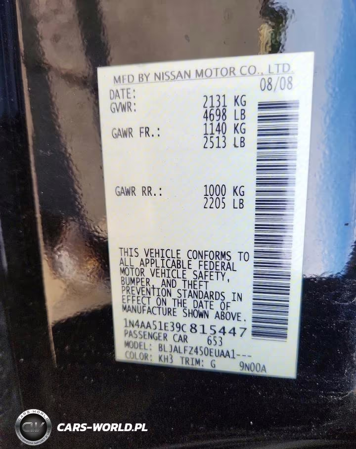 2009 Nissan Maxima 3.5 S VIN:1N4AA51E39C815447 - 12