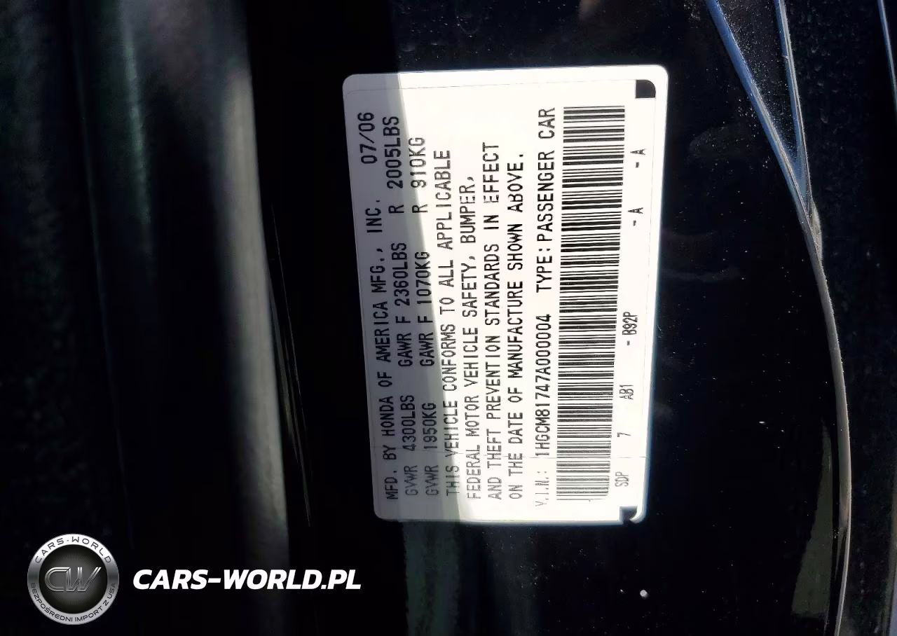 2007 Honda Accord Ex VIN:1HGCM81747A000004 - 12