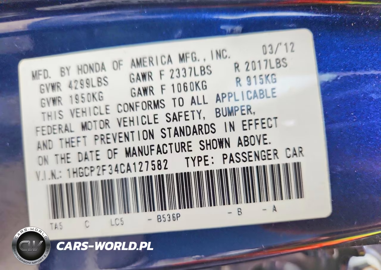 2012 Honda Accord Lx VIN:1HGCP2F34CA127582 - 12