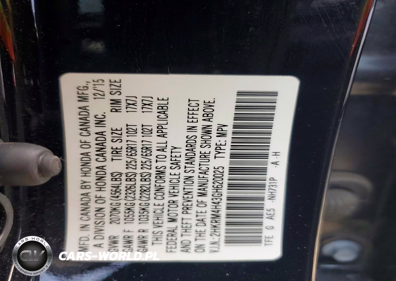 2016 Honda Cr-V Se VIN:2HKRM4H43GH620025 - 13