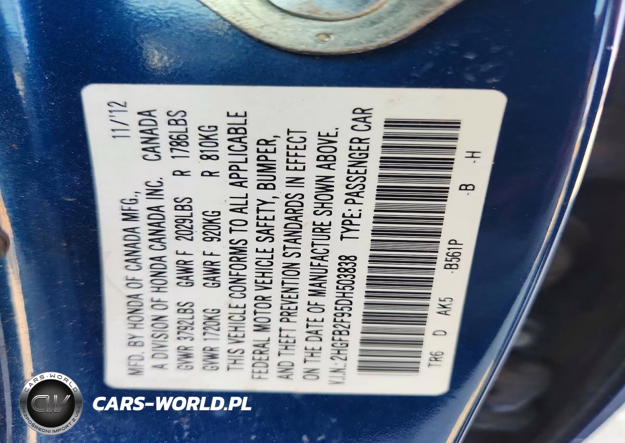 2013 Honda Civic Exl VIN:2HGFB2F95DH503838 - 12