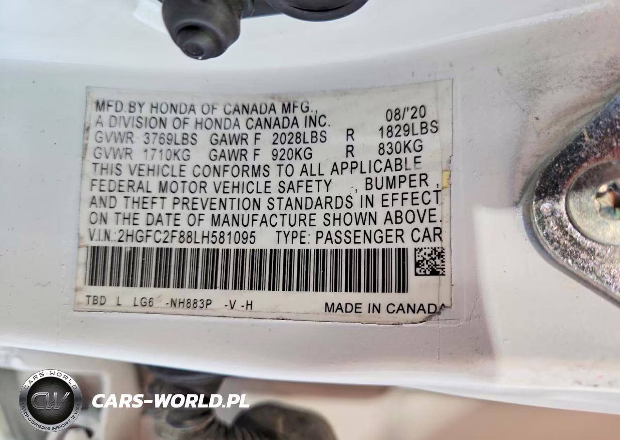 2020 Honda Civic Sport VIN:2HGFC2F88LH581095 - 12