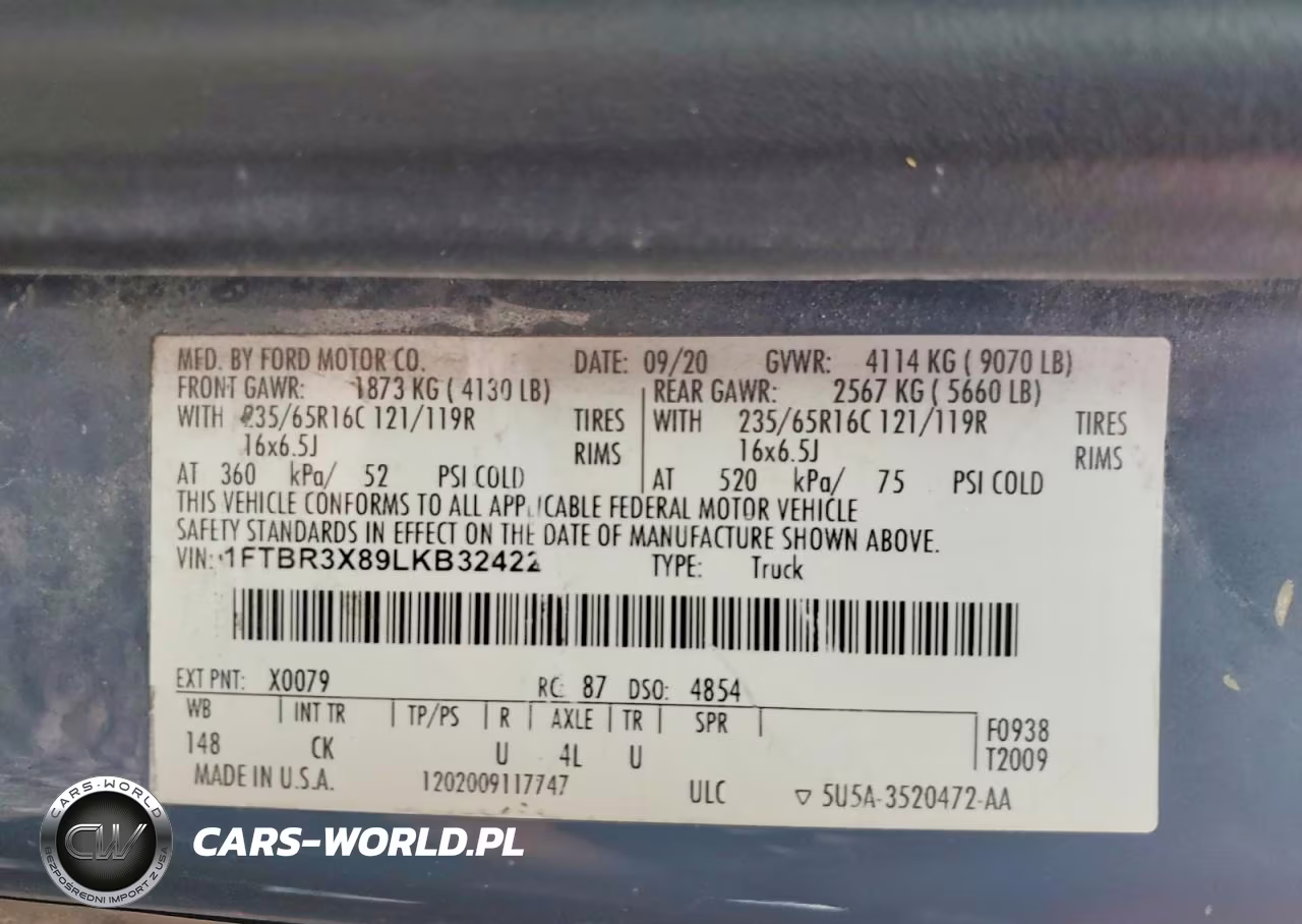 2020 Ford Transit 250 Delivery Van VIN:1FTBR3X89LKB32422 - 13