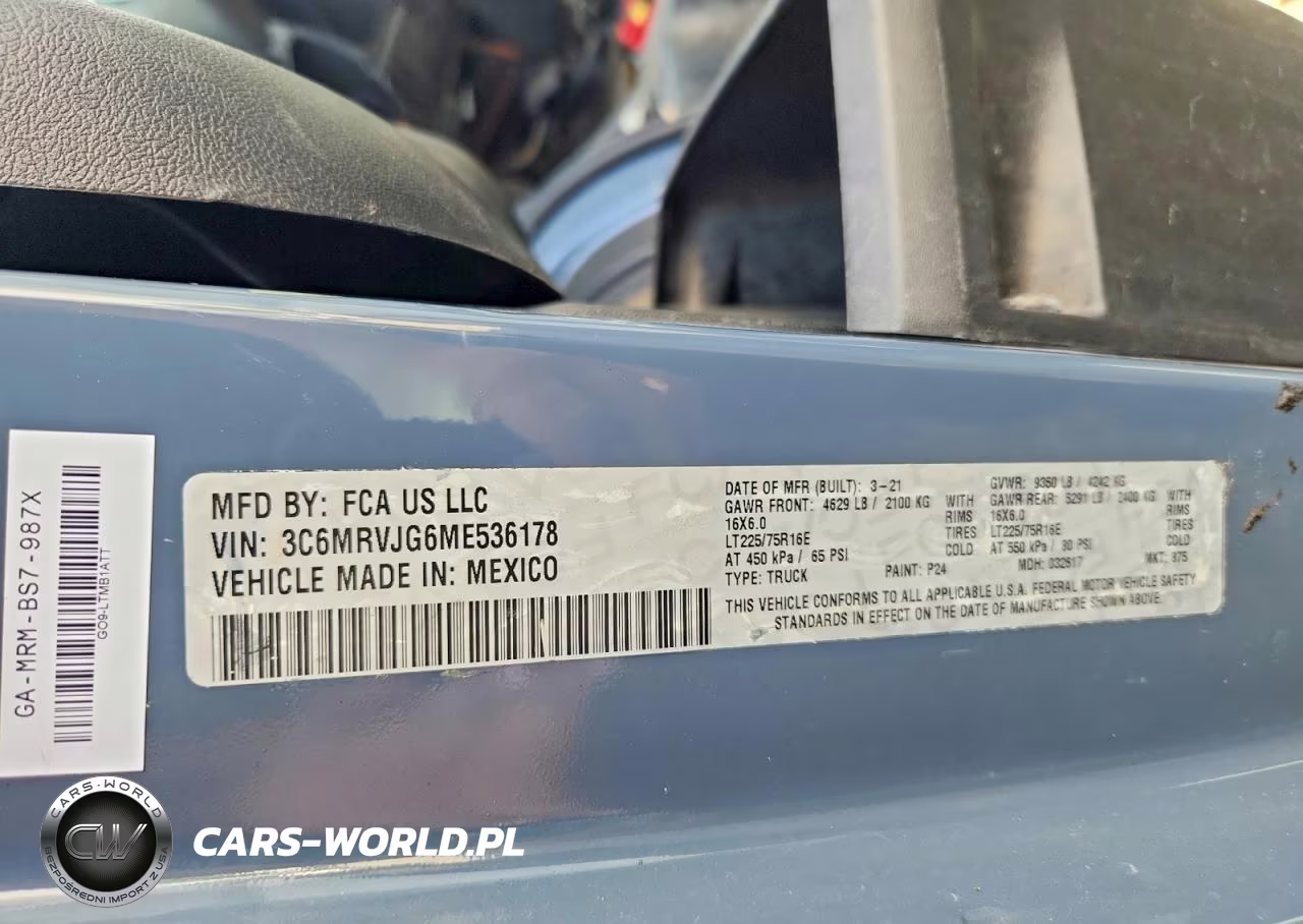 2021 Ram Promaster 3500 Delivery Van VIN:3C6MRVJG6ME536178 - 13