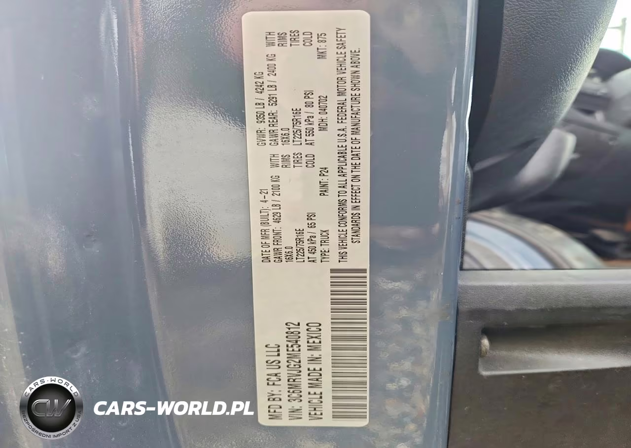 2021 Ram Promaster 3500 Delivery Van VIN:3C6MRVJG2ME540812 - 12